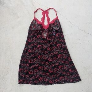 Secret Treasures Black and Pink Lace Chemise